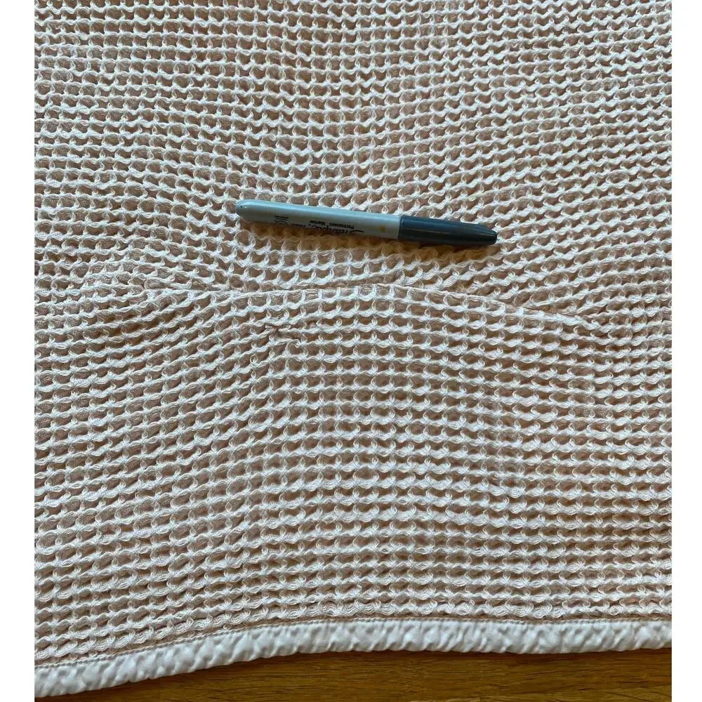 BOLL & BRANCH Waffle Bed Blanket King/Cal King, Blush Organic Cotton *FLAWED*